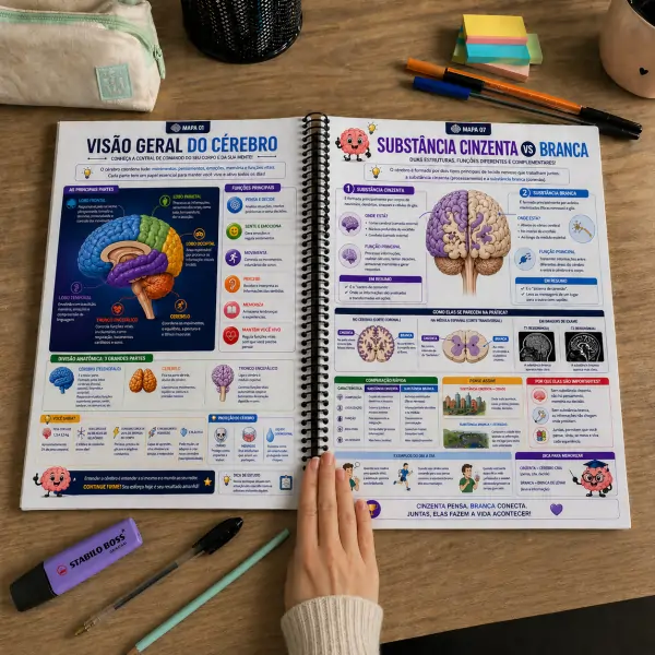Mapas visuais de neuroanatomia abertos para estudo